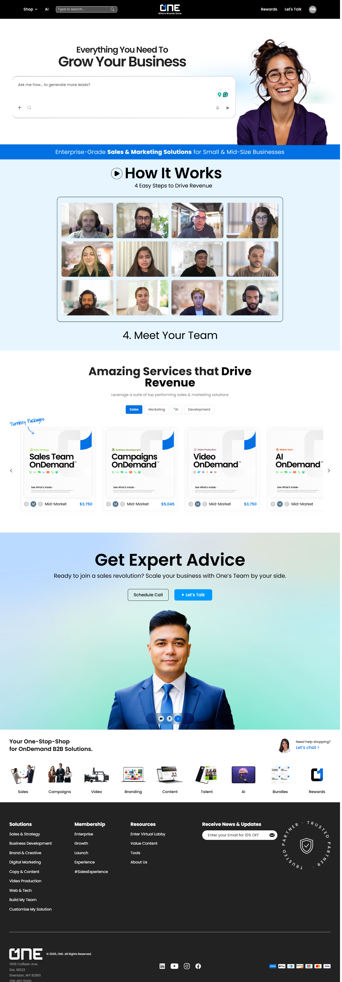 The main landing page for GoTryOne