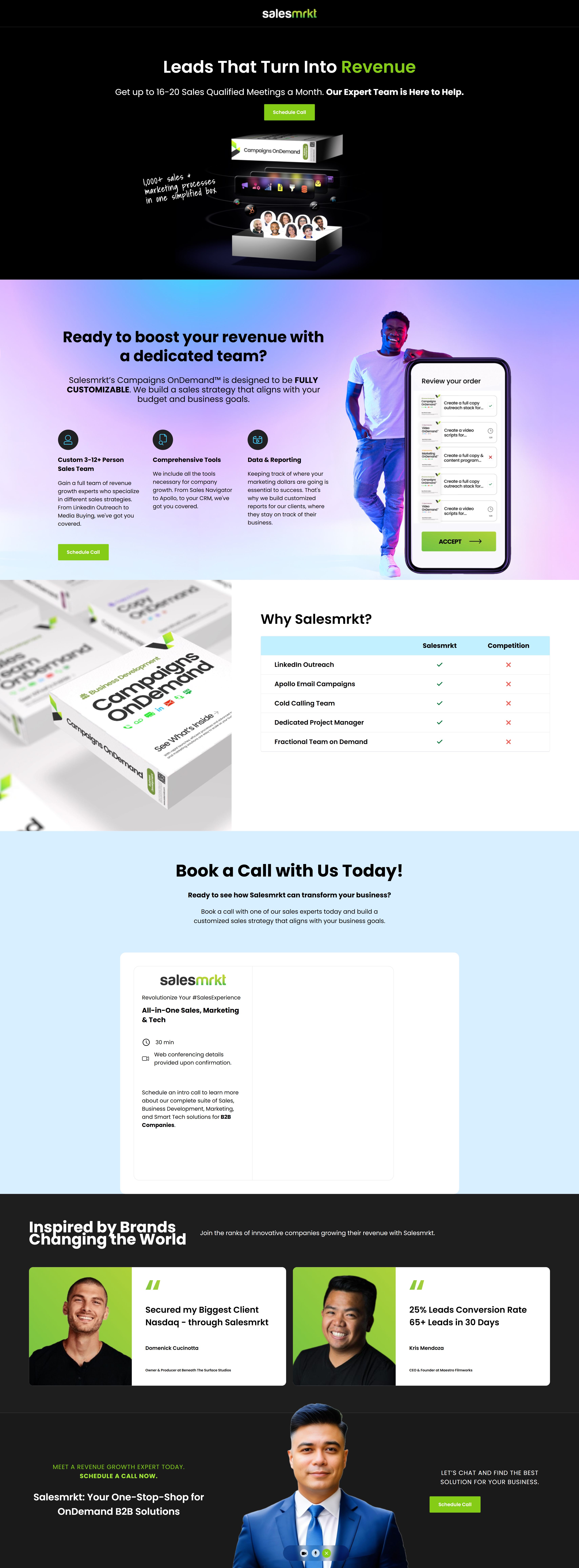 The campaigns on demand page for Salesmrkt